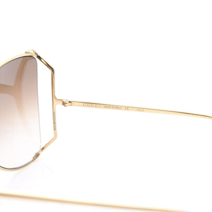 Gucci Oversized Round Sunglasses GG0252S Gold Brown 6 of 7
