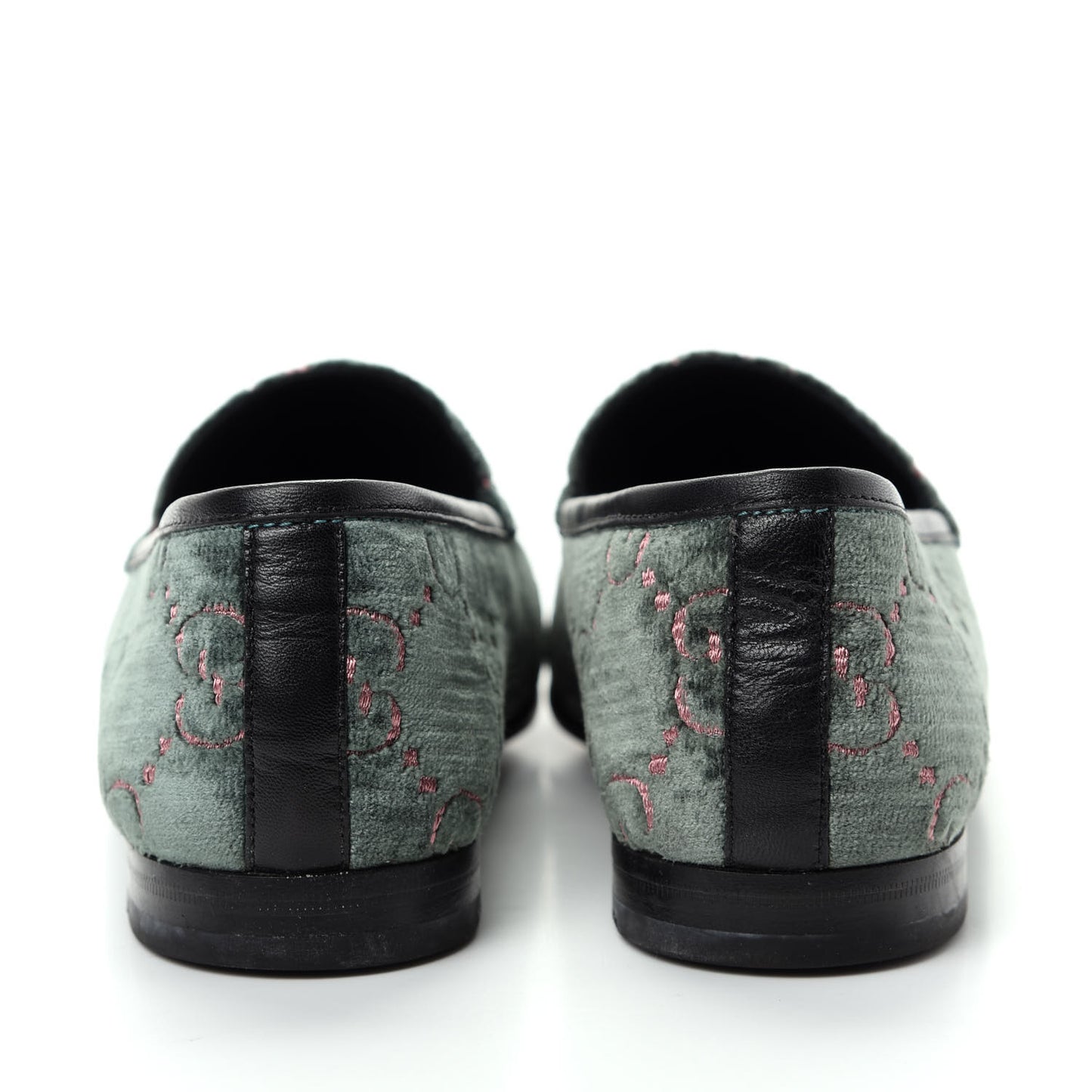 Velvet Malaga Kid GG Monogram Horsebit Womens Jordaan Loafers 39 Avio Dusty Pink Black