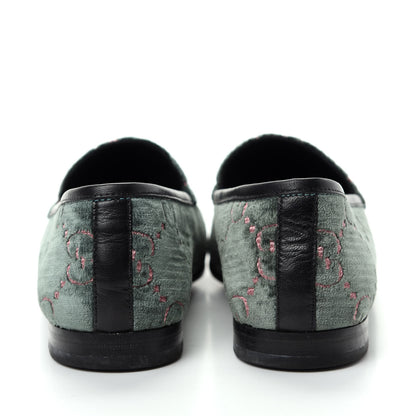 Gucci Velvet Malaga Kid GG Monogram Horsebit Womens Jordaan Loafers 39 Avio Dusty Pink Black 7 of 10