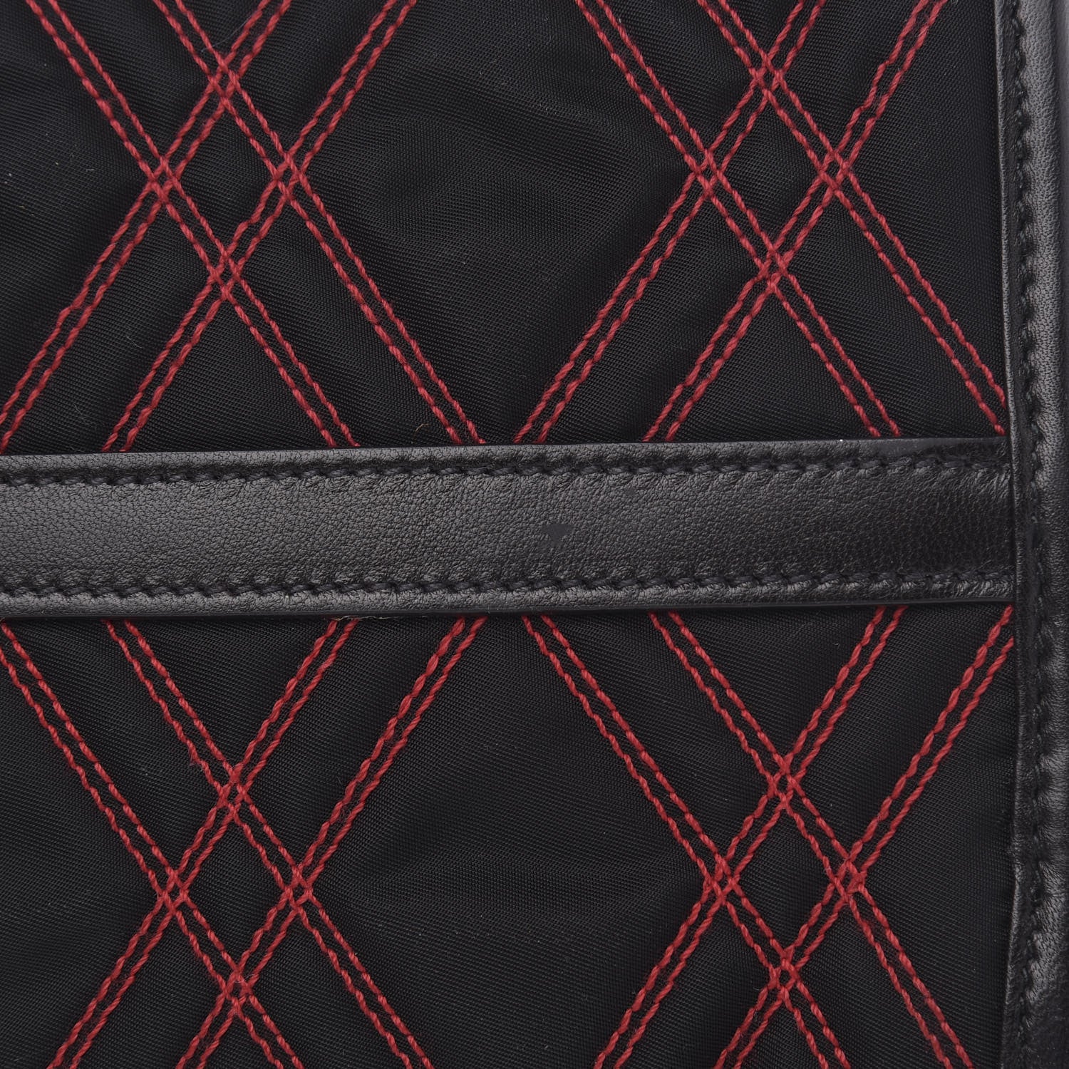 Prada Tessuto Nylon Quilted Impunturato Bauletto Black Fuoco 11 of 14