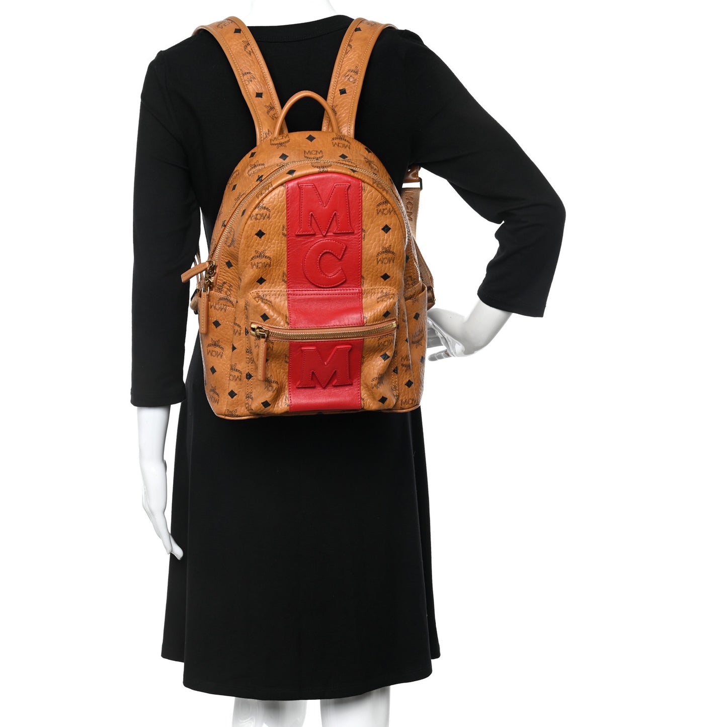 Visetos Small Stark Logo Stripe Backpack Cognac Red