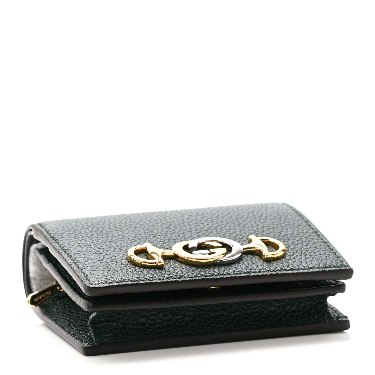 Gucci Grainy Calfskin Zumi Chain Card Case Wallet Vintage Green 4 of 7