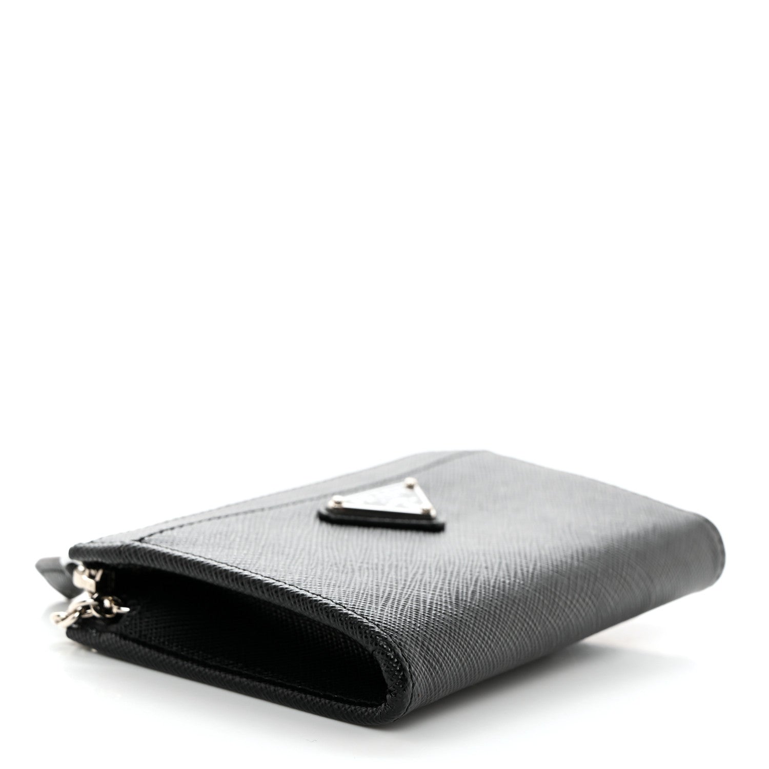 Prada Saffiano Triangle Zip Around Keychain Black 4 of 6