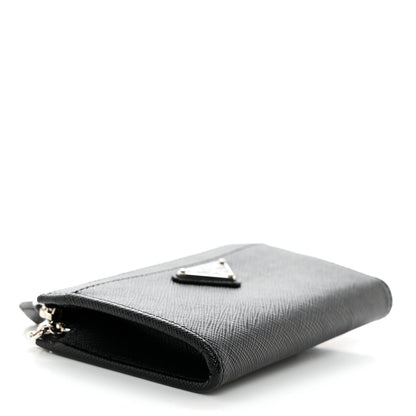 Prada Saffiano Triangle Zip Around Keychain Black 4 of 6