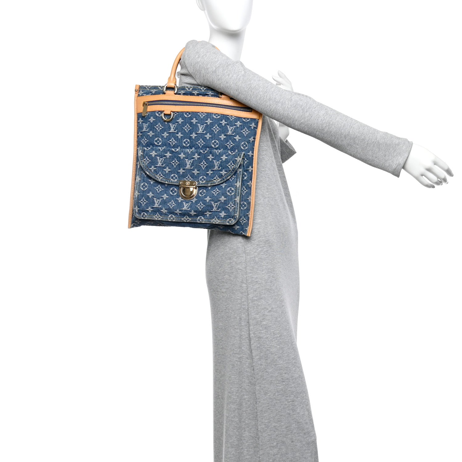 Louis Vuitton Monogram Denim Sac Plat Blue 2 of 13