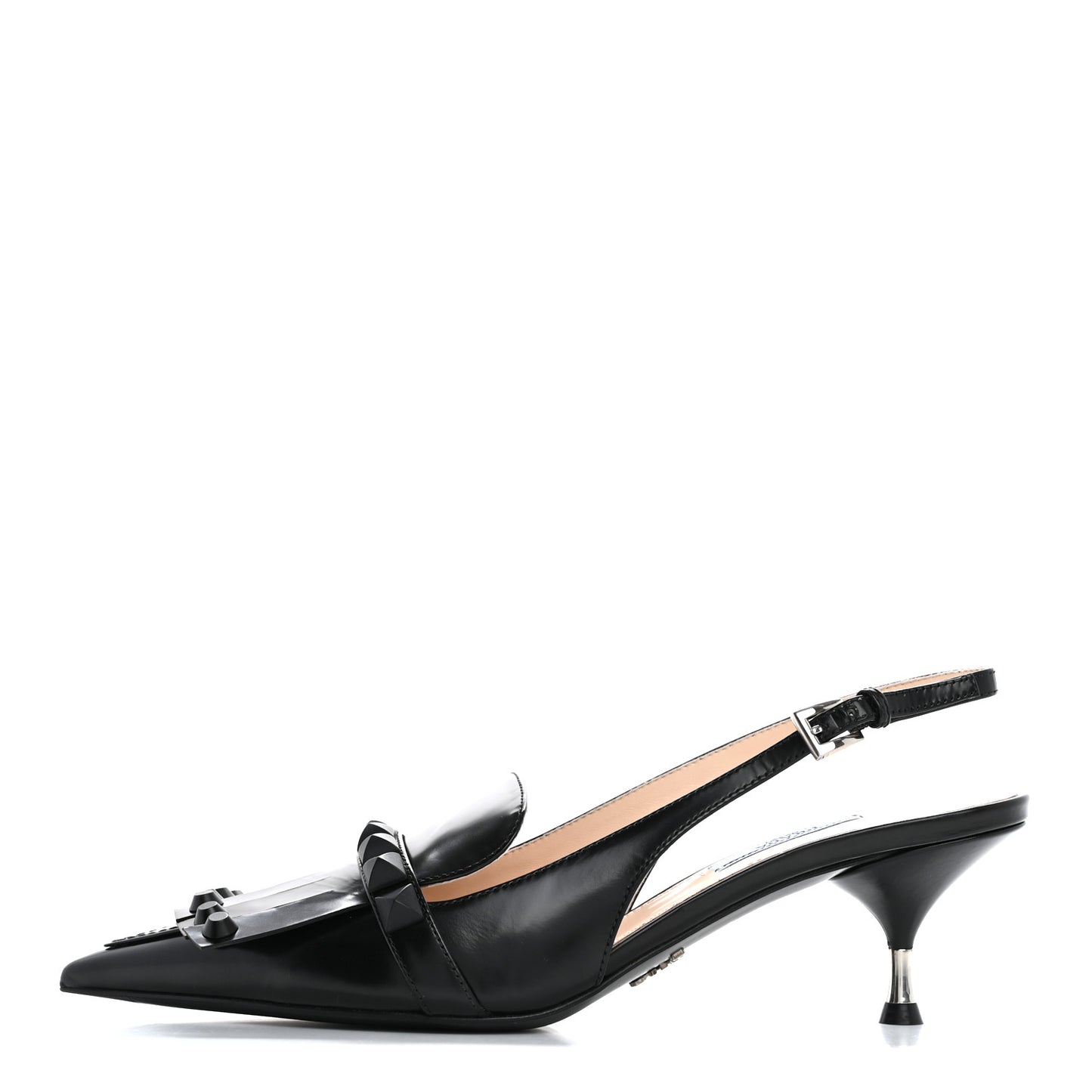 Spazzolato Studded Slingback Pumps 39 Black
