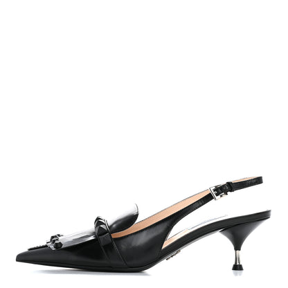 Prada Spazzolato Studded Slingback Pumps 39 Black 1 of 10