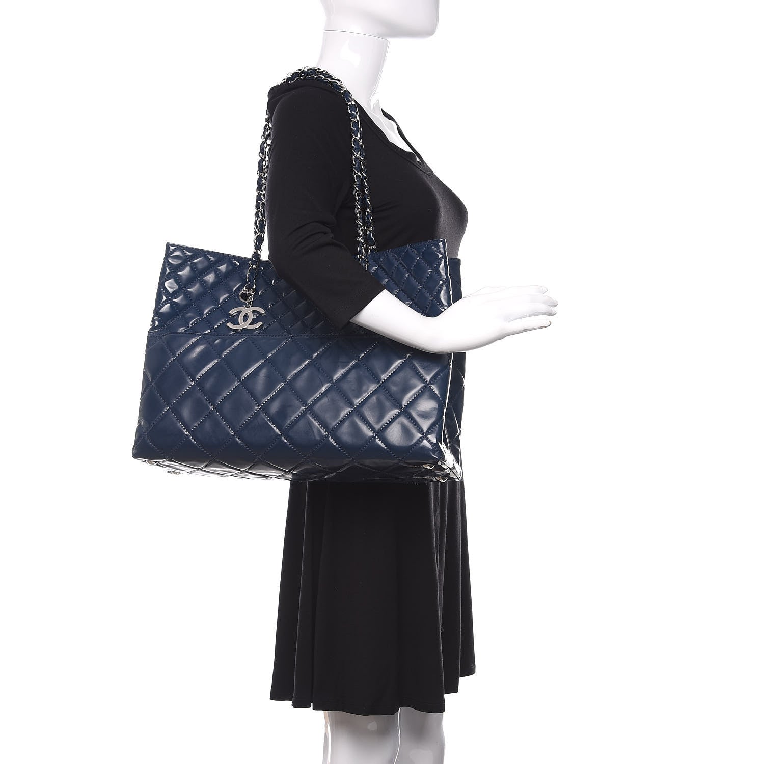 Chanel Vinyl Quilted Large In The Business Tote Navy 2 of 10