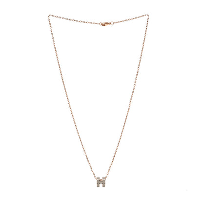 Hermes Lacquered Rose Gold Mini Pop H Pendant Necklace Marron Glace 3 of 6