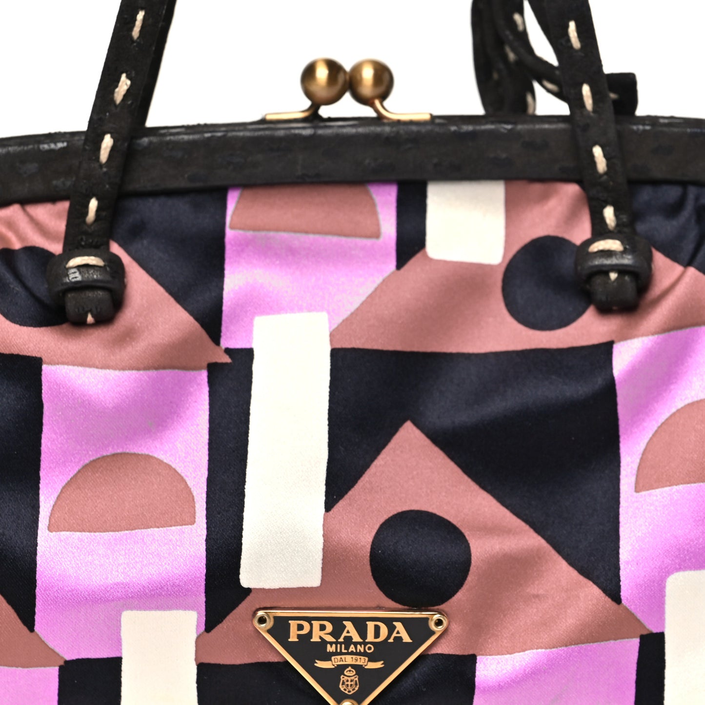 Satin Geometric Kisslock Clutch Multicolor
