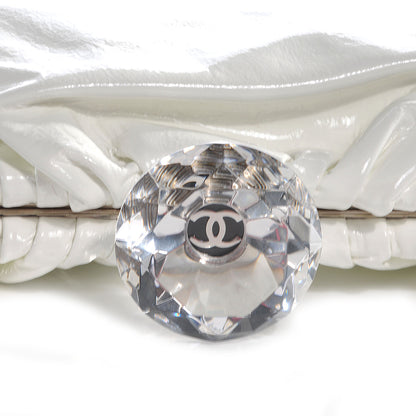 Chanel Vinyl Diamond Kiss Lock Clutch Ivory 5 of 8