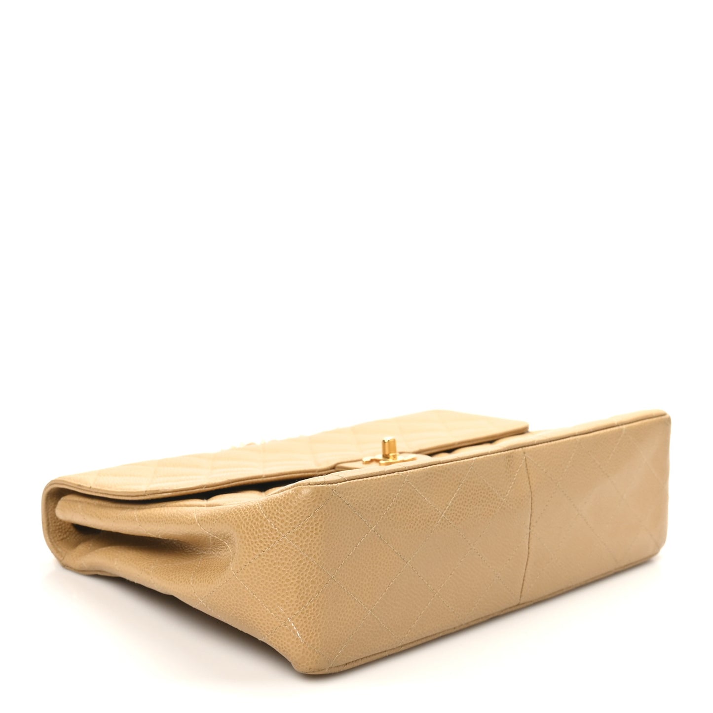 Caviar Quilted Jumbo Single Flap Beige