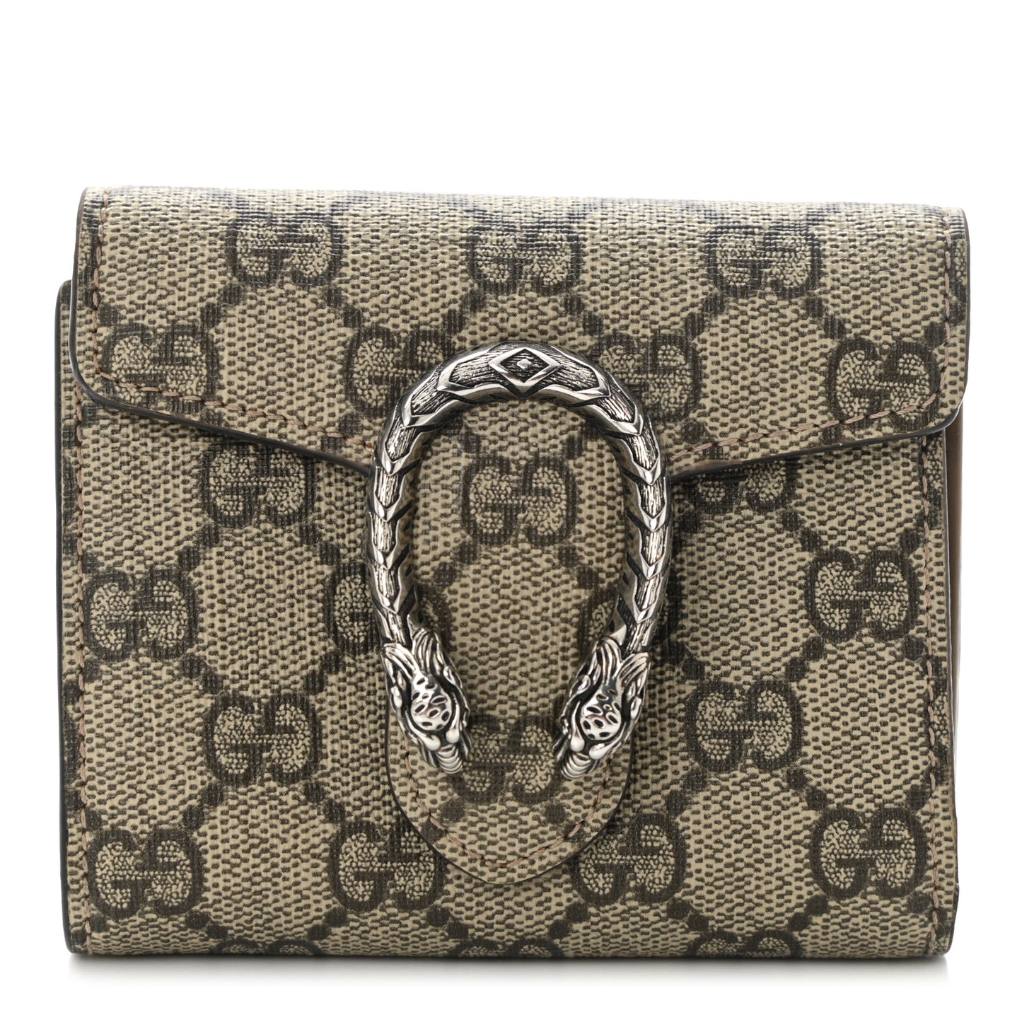 GG Supreme Monogram Dionysus Card Case Wallet Beige Taupe
