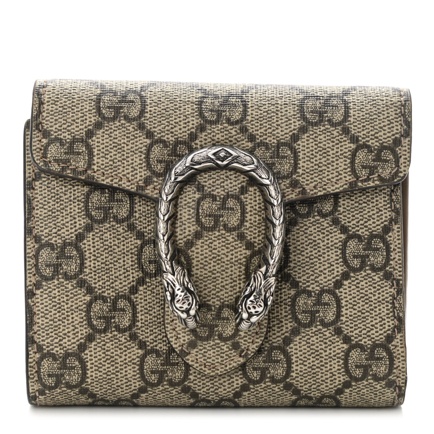 Gucci GG Supreme Monogram Dionysus Card Case Wallet Beige Taupe 1 of 11