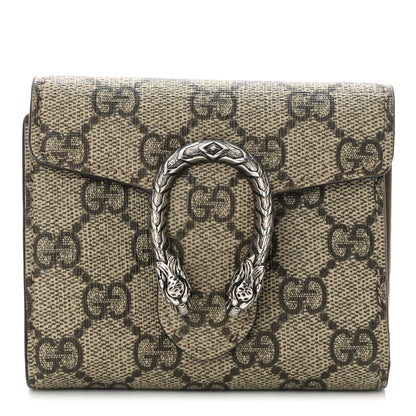 Gucci GG Supreme Monogram Dionysus Card Case Wallet Beige Taupe 1 of 11