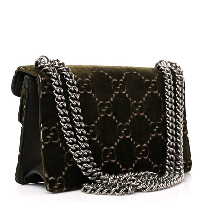 Gucci Velvet Moon Calfskin Crystal GG Monogram Small Dionysus Shoulder Bag Dark Olive Rose Gold 3 of 13