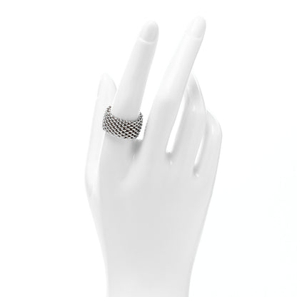 Tiffany Sterling Silver Somerset Mesh Ring 58 8.25 2 of 5