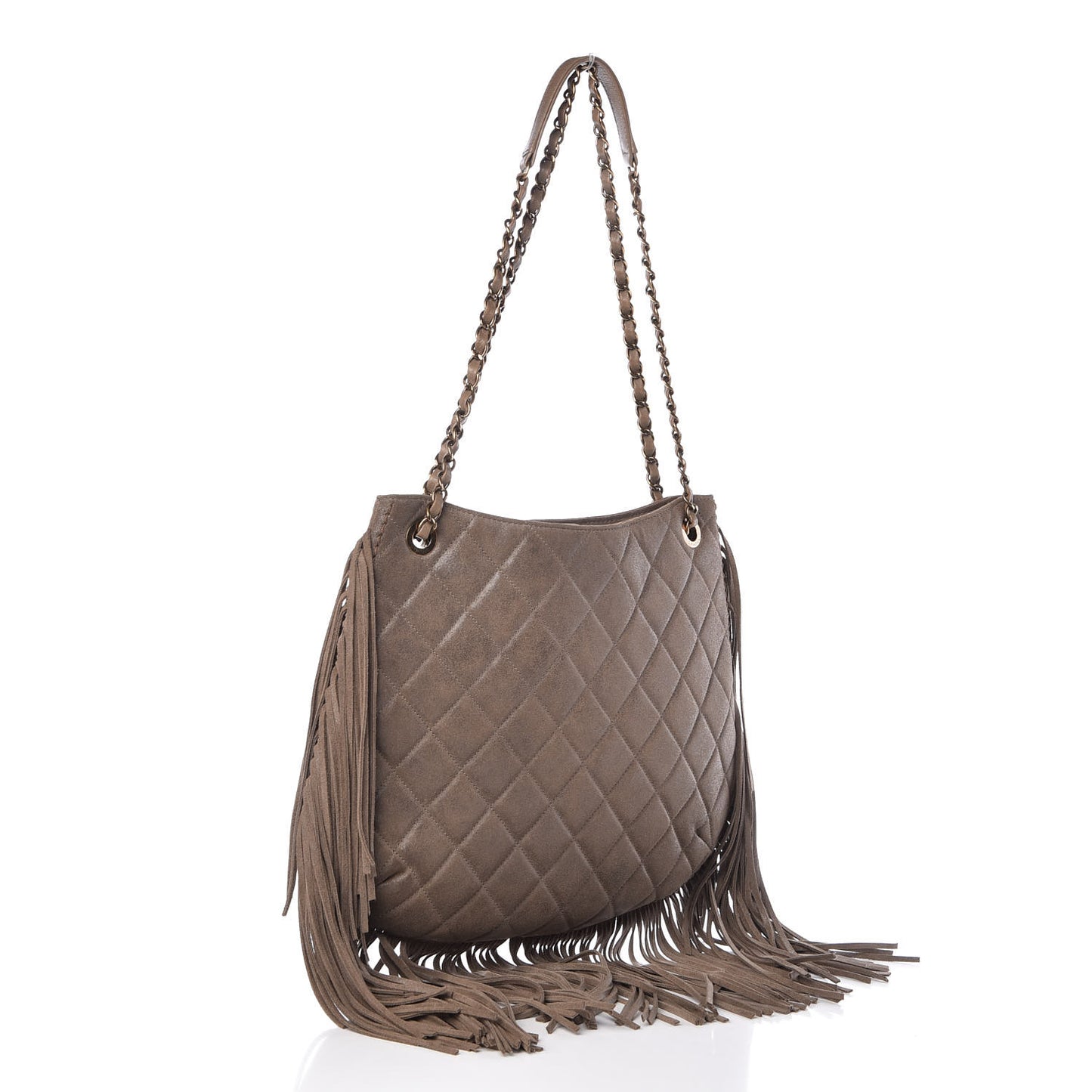 Calfskin Quilted Into The Fringe Hobo Brown