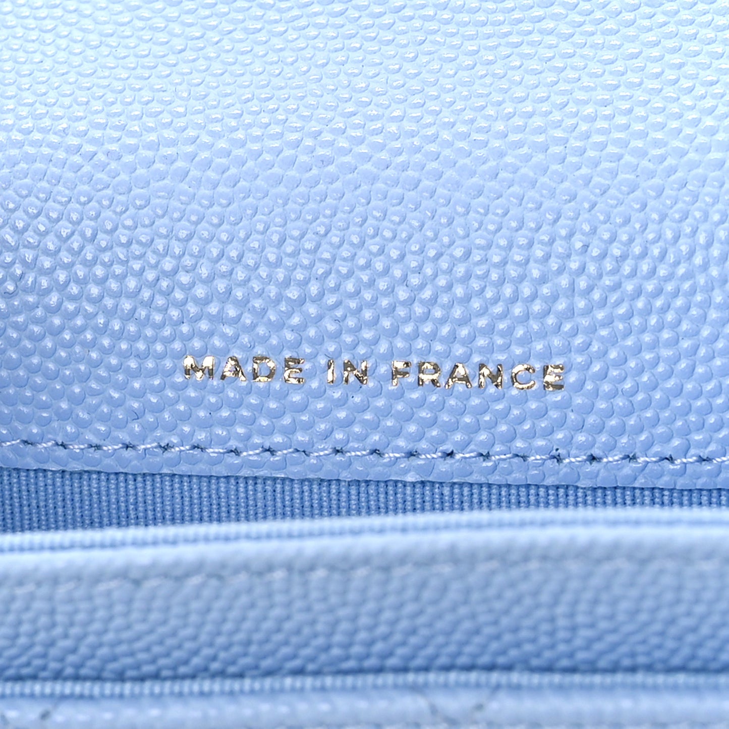 Caviar Quilted Flap Card Holder Wallet Light Blue