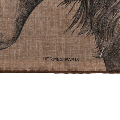 Hermes Cashmere Silk Les Ailes De Pegase Scarf 100 Caramel Black Creme 3 of 4