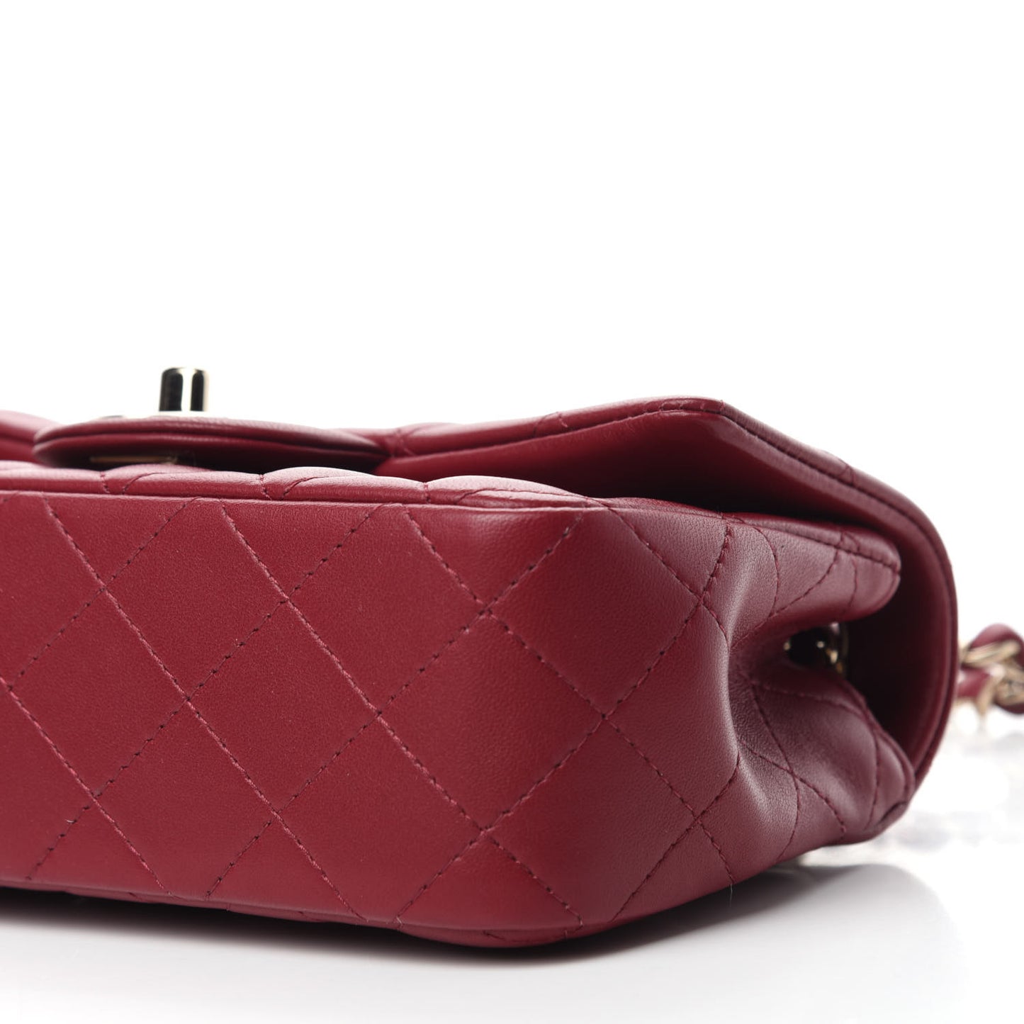 Lambskin Quilted Mini Rectangular Flap Burgundy