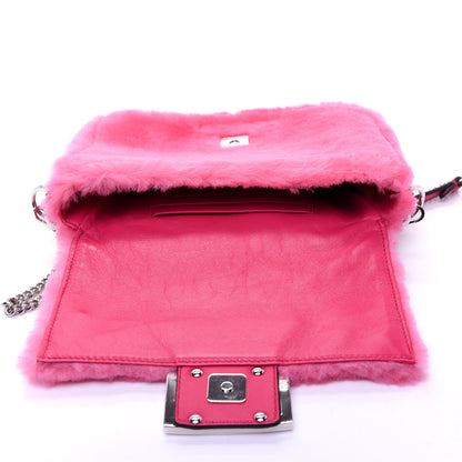 Fendi Shearling Shiny Nappa Mini Baguette Rosa Fluo 10 of 11