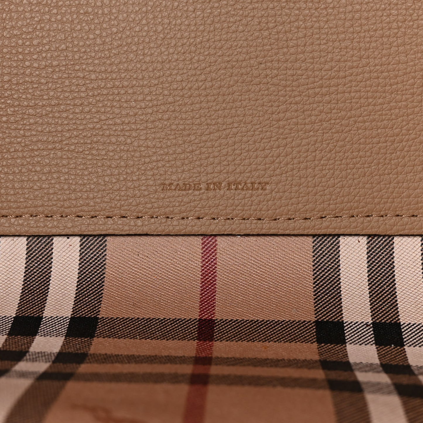 Grainy Calfskin Haymarket Check Medium Reversible Tote Camel