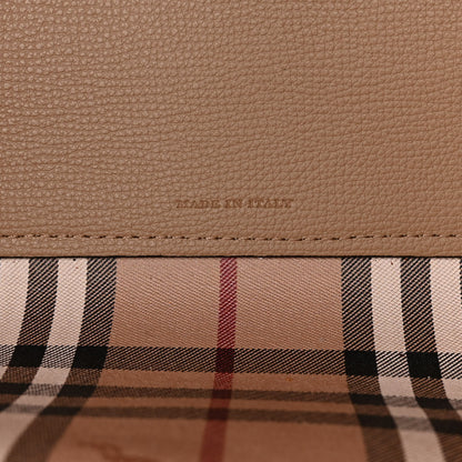 Burberry Grainy Calfskin Haymarket Check Medium Reversible Tote Camel 11 of 18