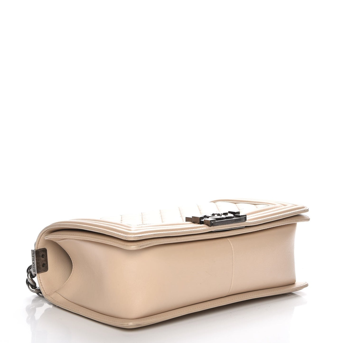 Lambskin Quilted Medium Boy Flap Beige