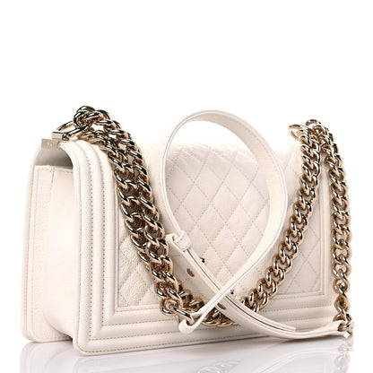 Chanel Caviar Quilted Medium Boy Flap White 3 of 9