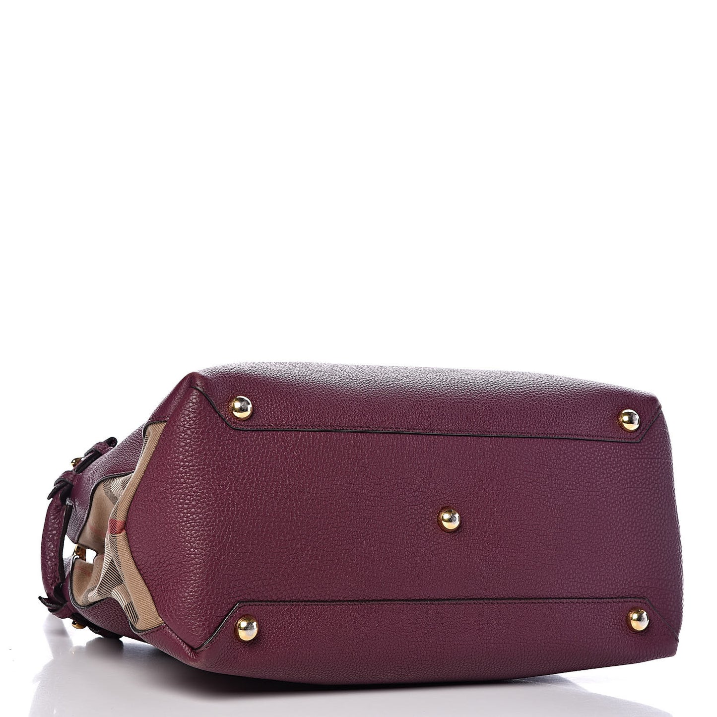 Grainy Calfskin House Check Medium Banner Tote Elderberry