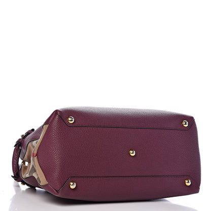Burberry Grainy Calfskin House Check Medium Banner Tote Elderberry 5 of 16