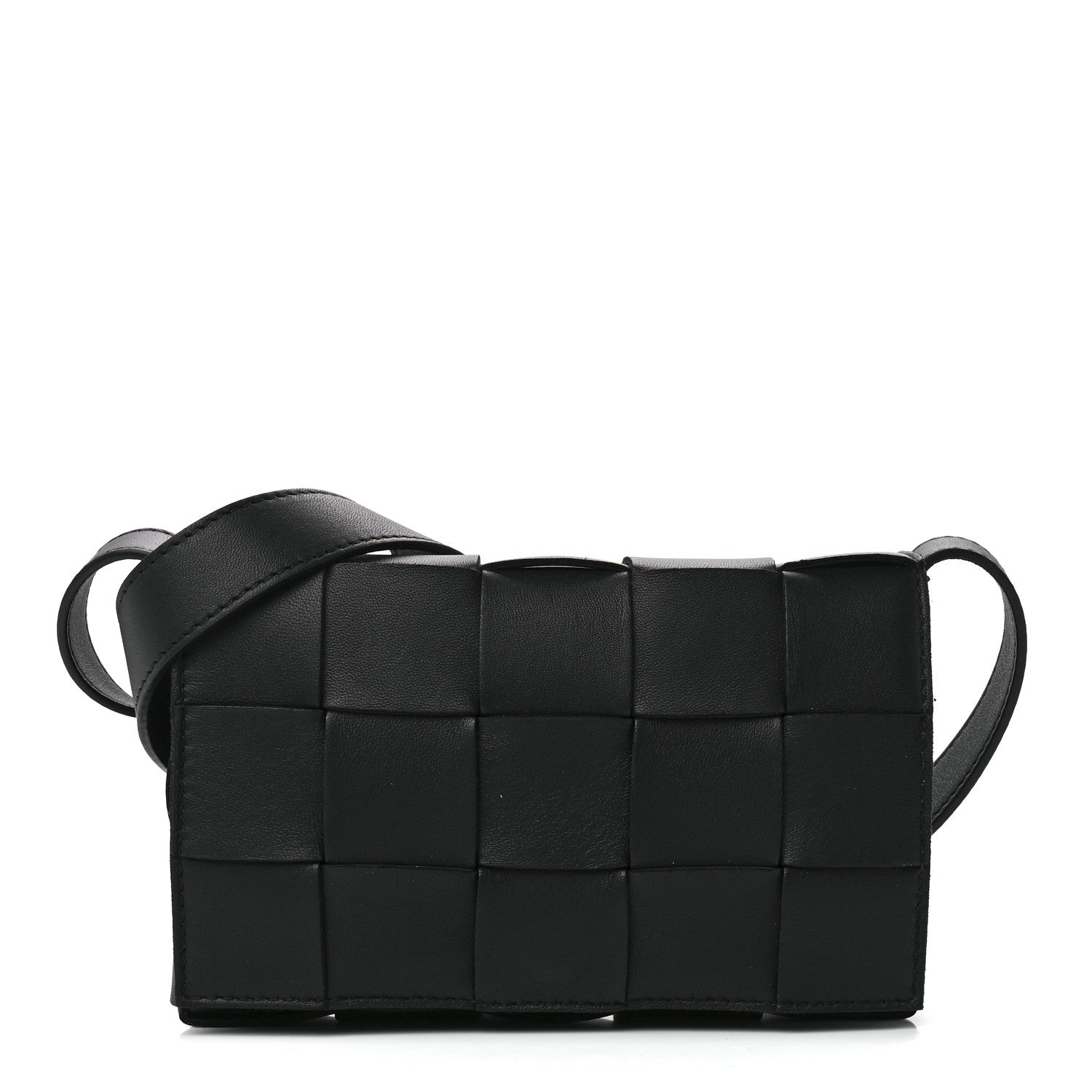 Bottega Veneta Lambskin Maxi Intreccio Small Cassette Crossbody Bag Black 1 of 10