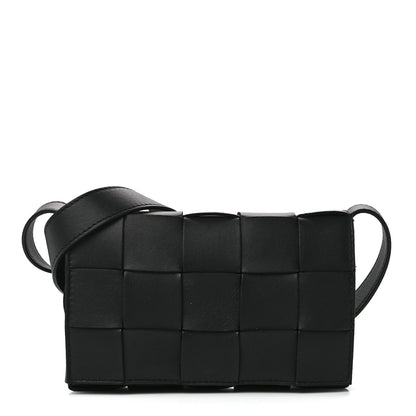 Bottega Veneta Lambskin Maxi Intreccio Small Cassette Crossbody Bag Black 1 of 10