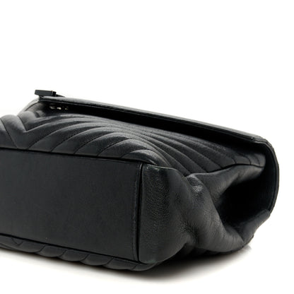 Saint Laurent Sheepskin Matelasse Chevron Monogram Monochrome Large College Satchel Black 11 of 11