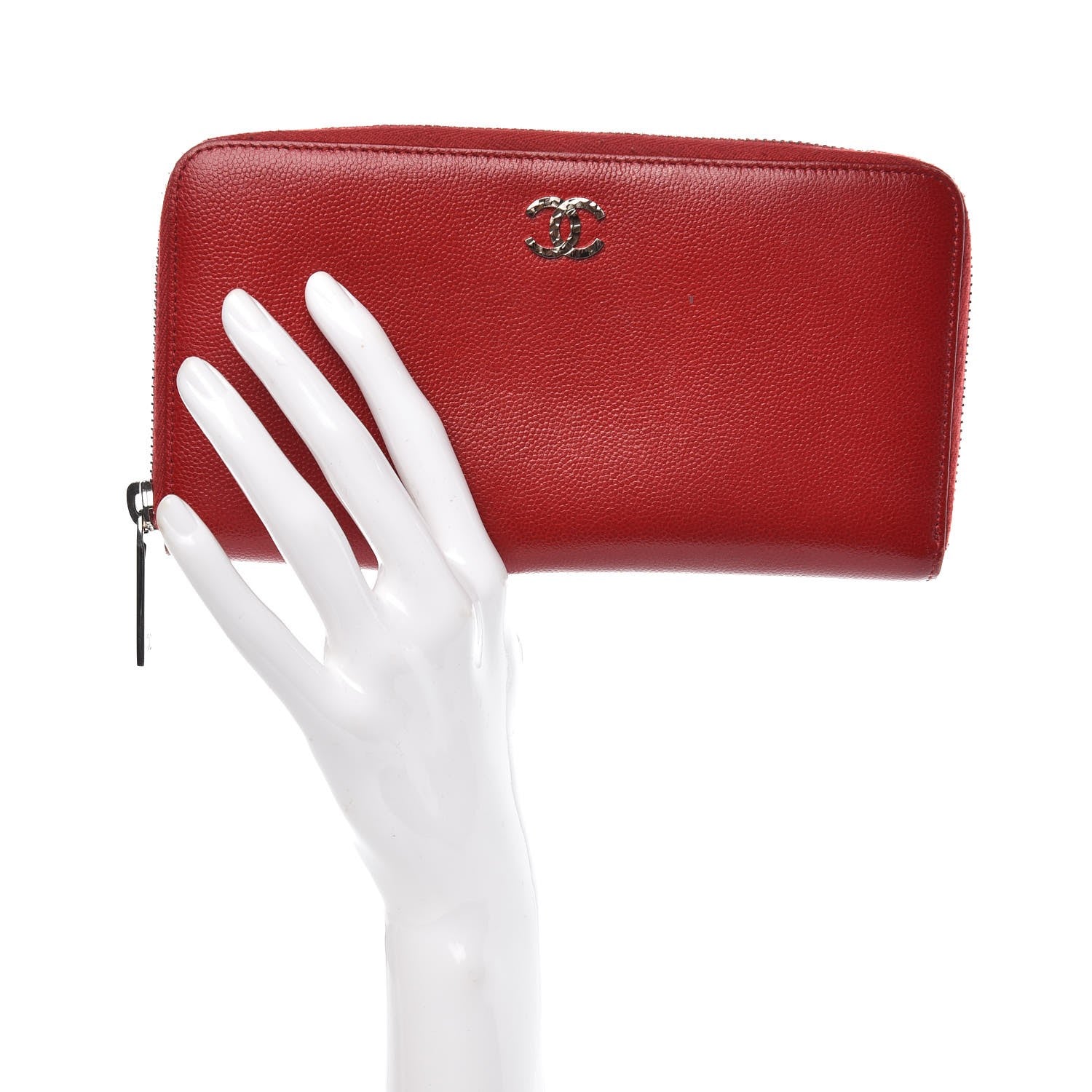Chanel Caviar Sevruga Zip Around Wallet Red 2 of 12