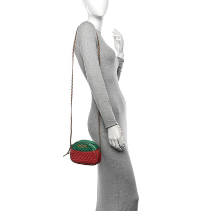 Gucci Laminated Nappa Trapuntata Mini Zumi Dome Shoulder Bag Rosso Jasmine Green Rame 2 of 12