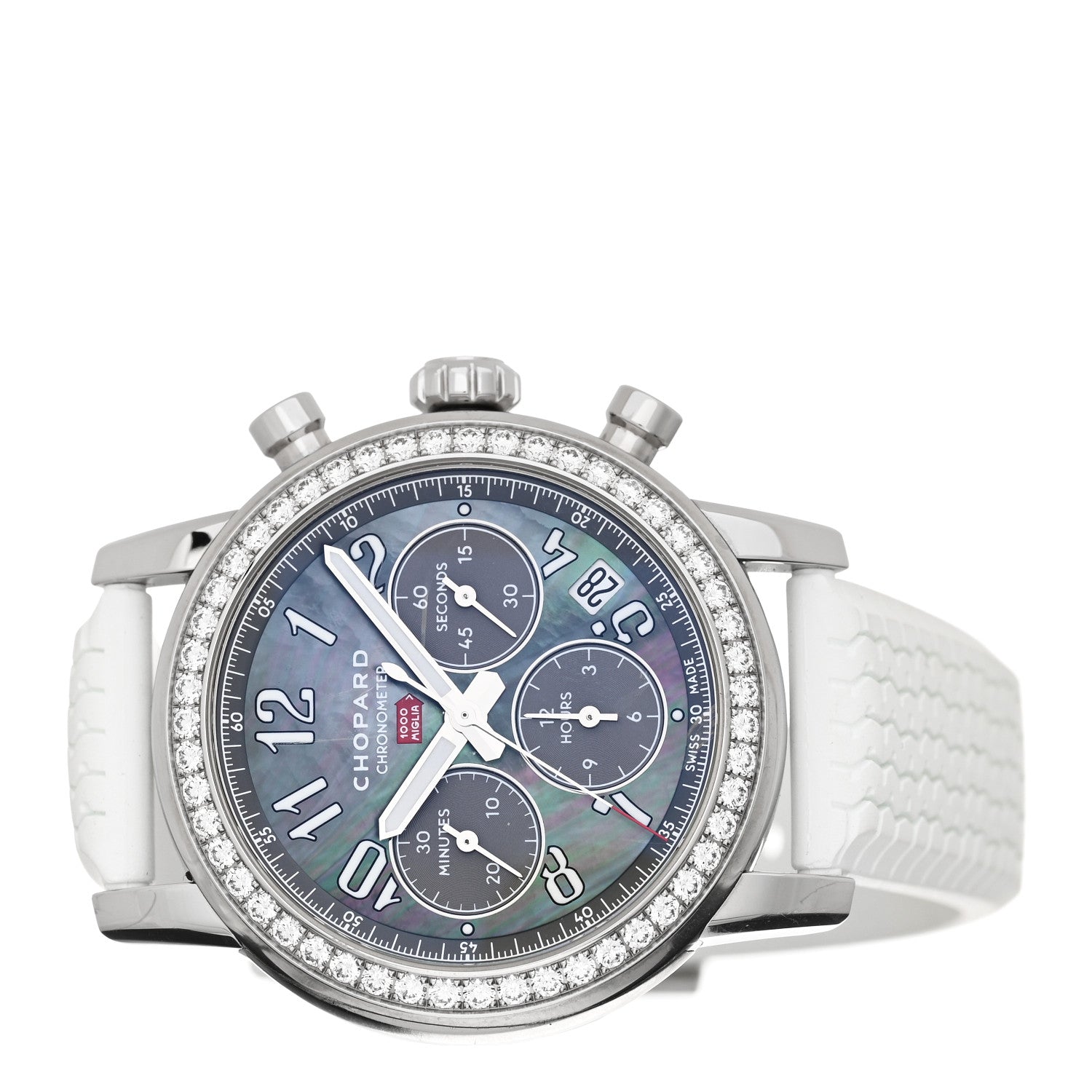Chopard Stainless Steel Rubber Diamond Bezel Black Mother of Pearl 39mm Mille Miglia Race Edition Chronograph Automatic Watch 2 of 6