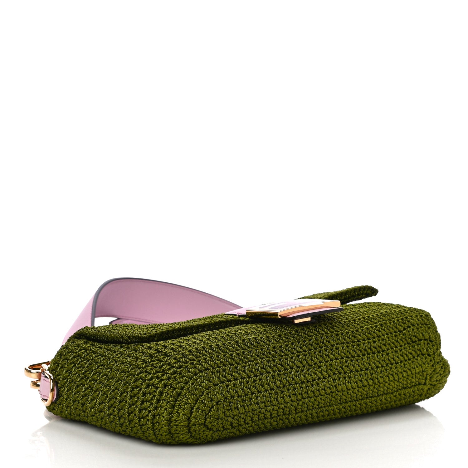 Fendi Fabric Crochet Vitello Grace Plexiglass Baguette Verde Lavanda 4 of 9