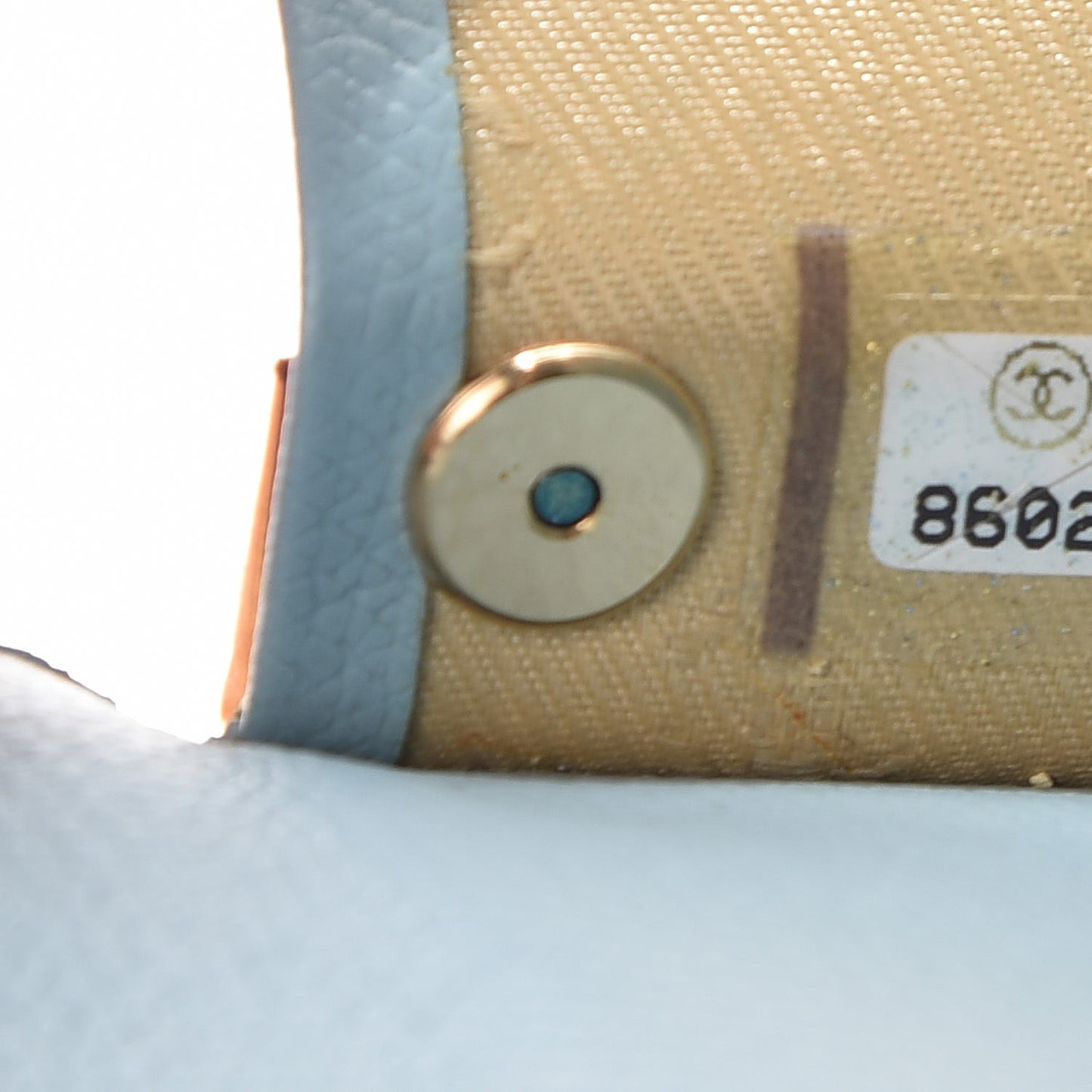 Grained Calfskin CC Button 6 Key Holder Light Blue