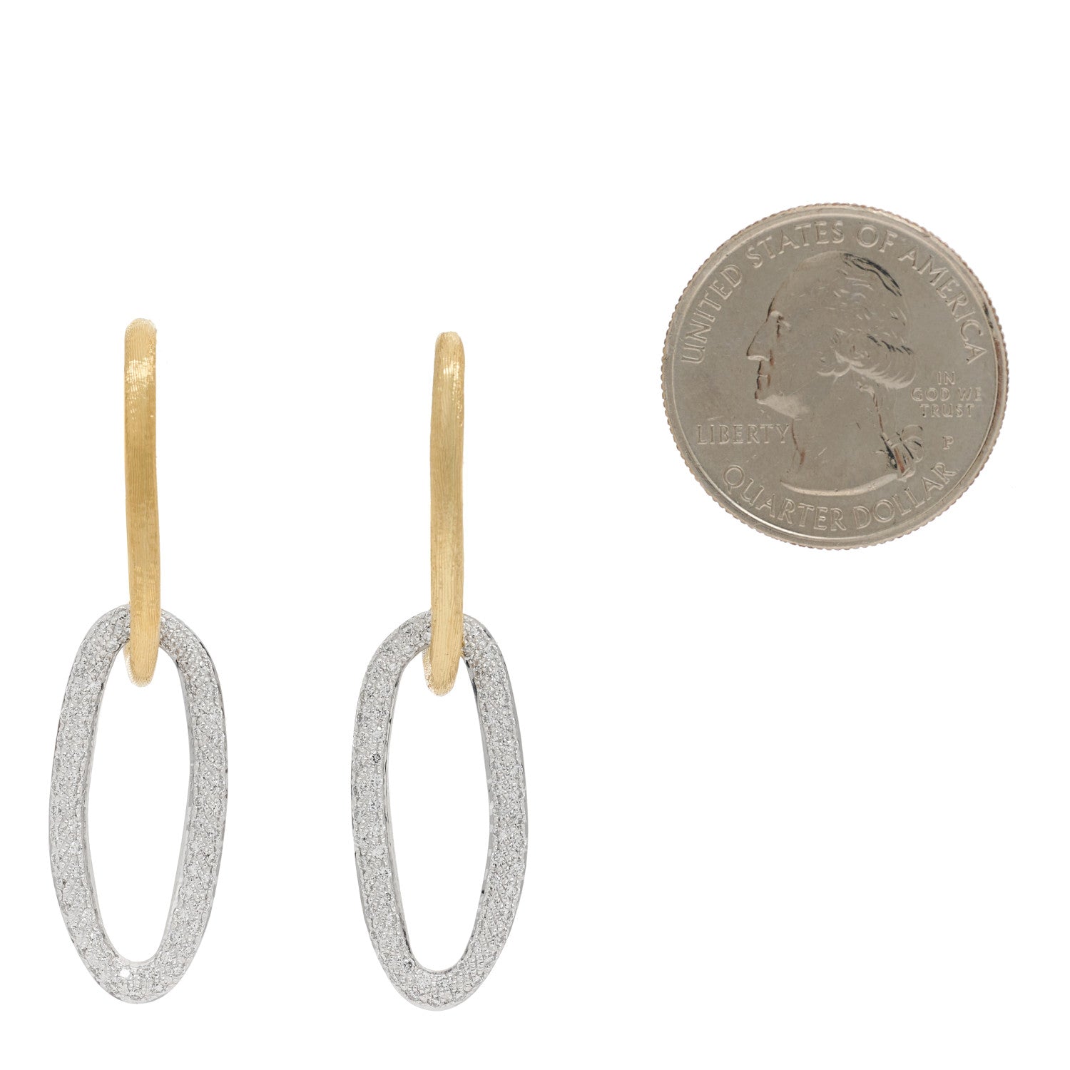 Marco Bicego 18K Yellow White Gold Diamond Jaipur Link Drop Earrings 2 of 4