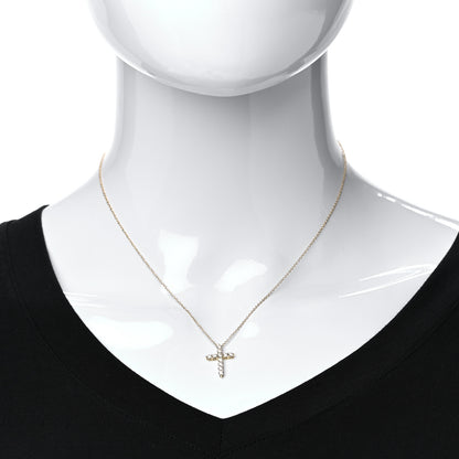 Tiffany 18K Yellow Gold Diamond Small Cross Pendant Necklace 2 of 6