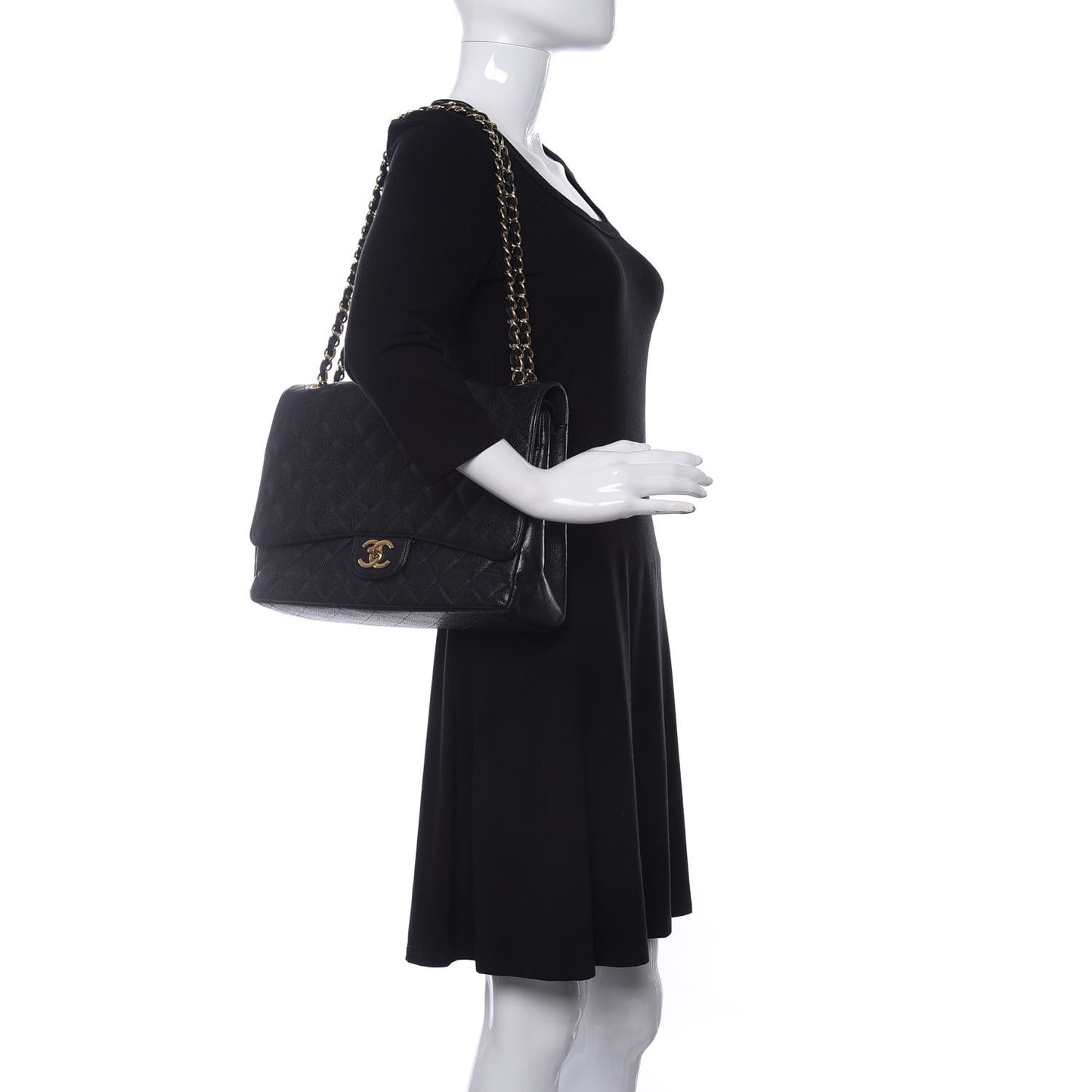 Caviar Quilted Maxi Double Flap Black