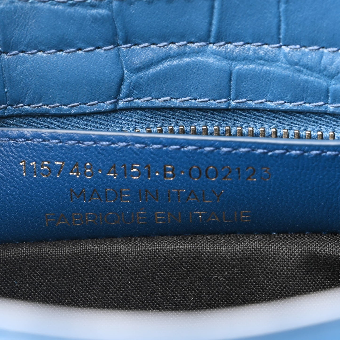Calfskin Crocodile Embossed Classic Silver Hardware City Bleu Marine
