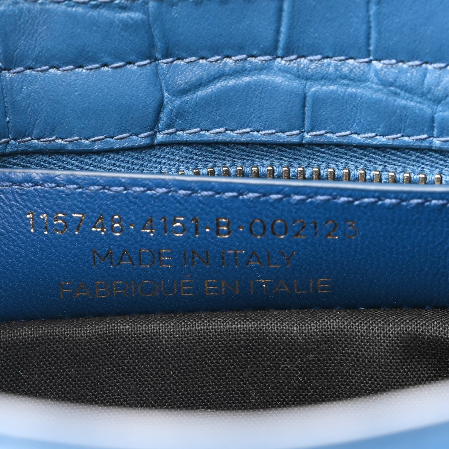 Balenciaga Calfskin Crocodile Embossed Classic Silver Hardware City Bleu Marine 7 of 10