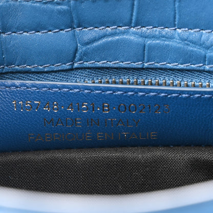 Balenciaga Calfskin Crocodile Embossed Classic Silver Hardware City Bleu Marine 7 of 10