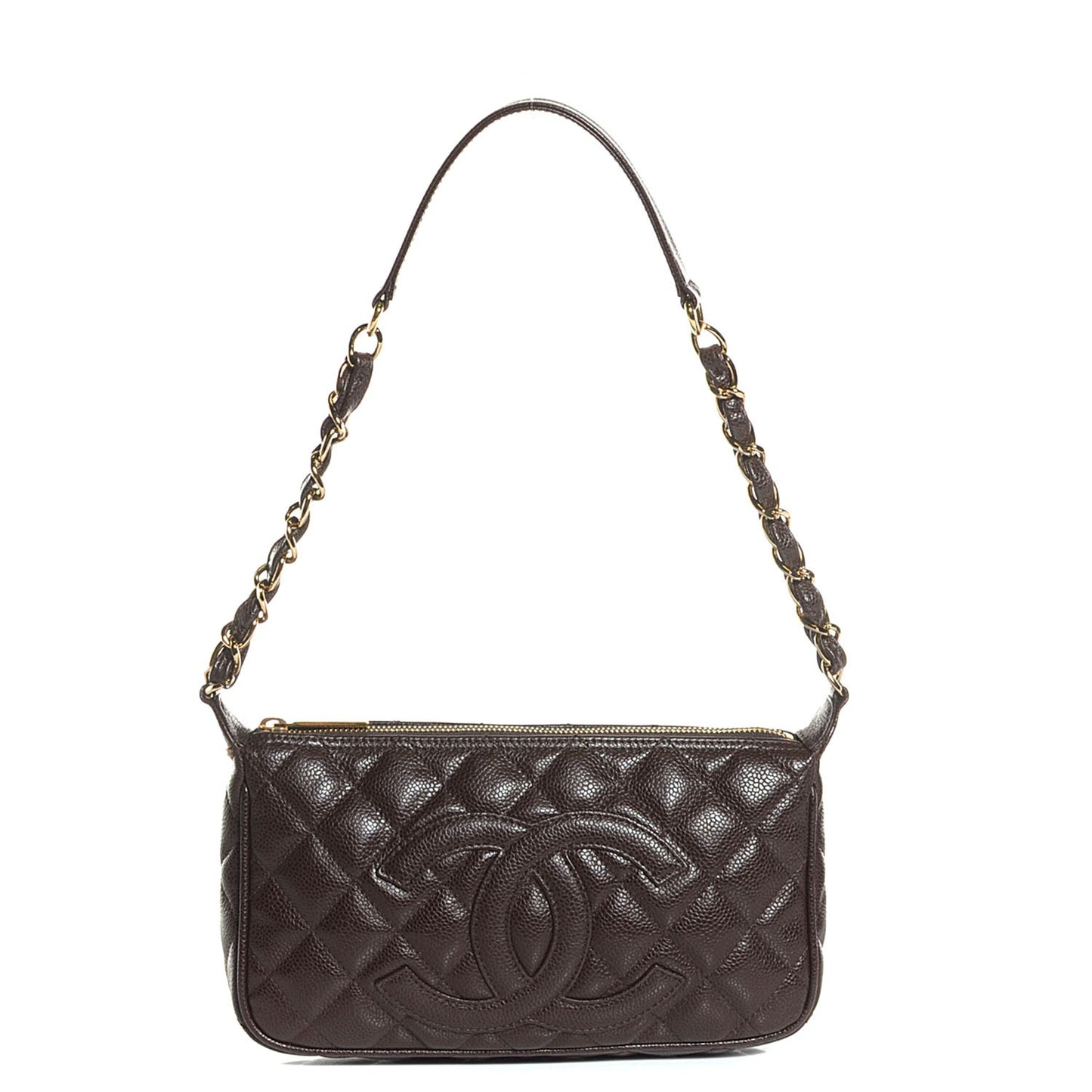 Caviar Quilted Pochette Brown