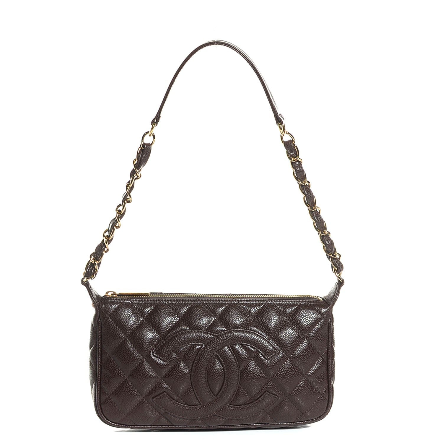 Chanel Caviar Quilted Pochette Brown 1 of 7