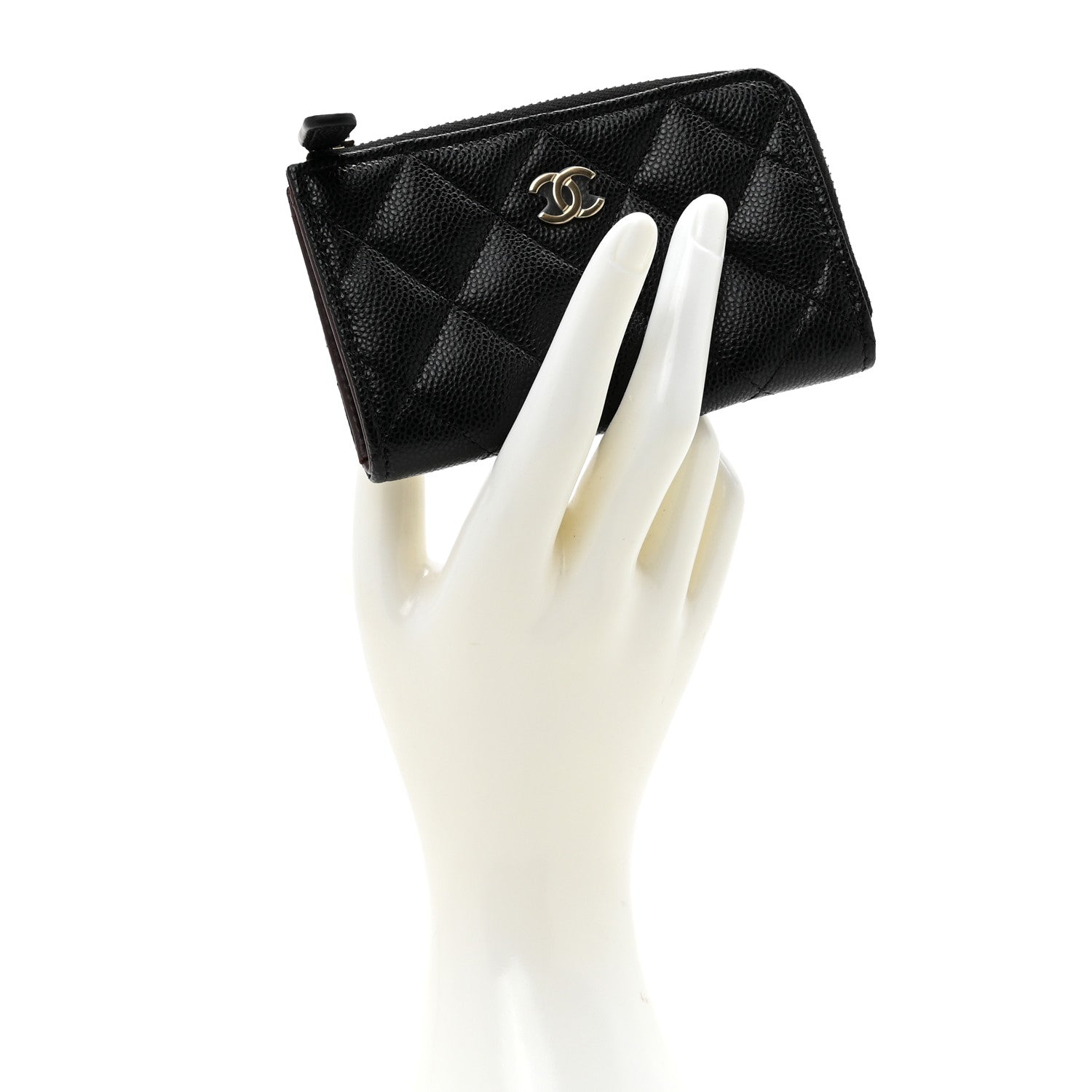 Chanel Caviar Quilted Zipped Key Holder Case Black 2 of 8