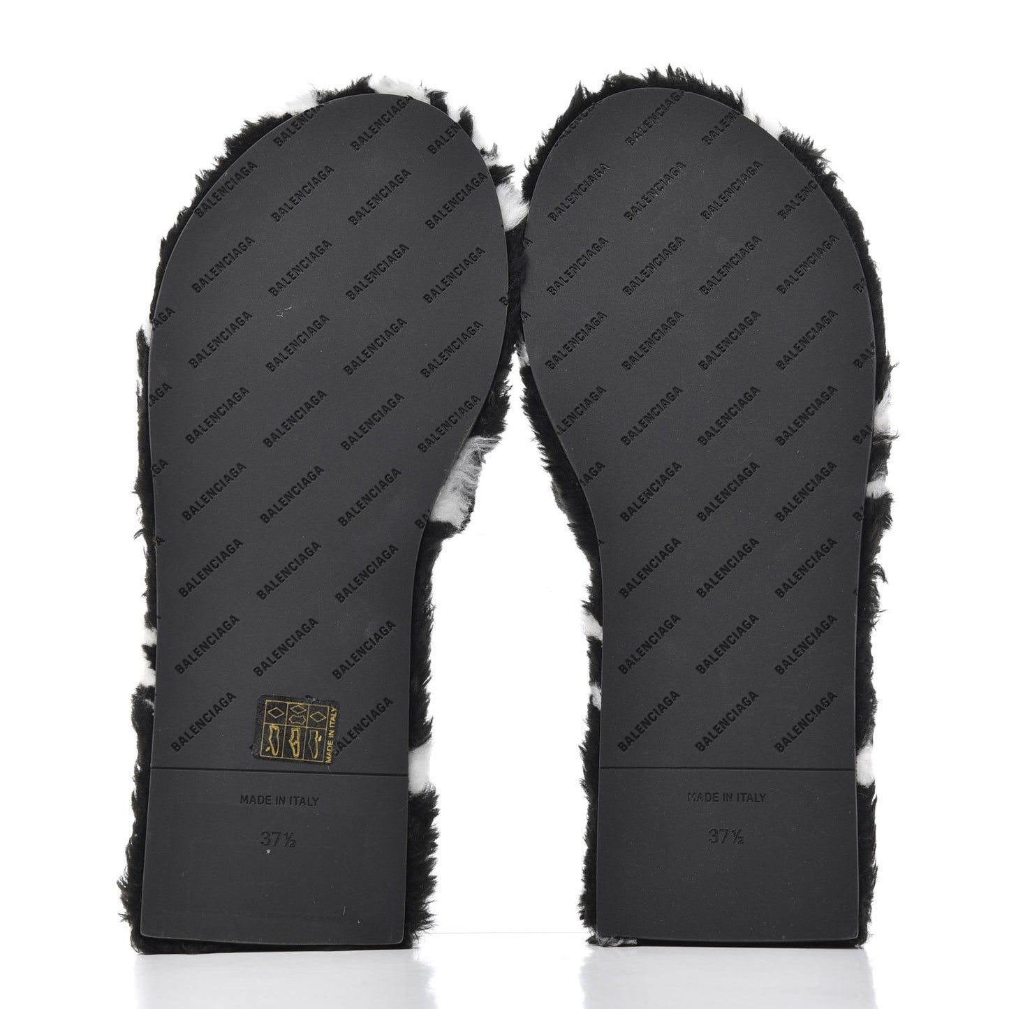 Fur Slide Sandals 37.5 Black White